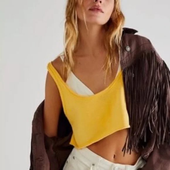 Free People Tops - 🆕 Free People Heavyweight Micro Cropped Tank in Gold